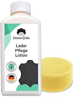 Emma Grün Leder Pflege Lotion mit Bienenwachs und Auftrageschwamm I Natürliche Lederpflege und Lederreiniger für Zuhause & Auto I Lederpflege für Auto, Möbel, Sofa, Jacke & Schuhe