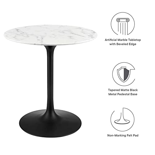 Image of Modway Lippa Mid-Century Modern 28 inch Round Artificial Marble Dining Table in Black White