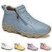 Baxtayel Women's Leather Ankle Boots Casual Mid Heel Non Slip Walking Shoes Lightweight Slip On Sneakers Fashion Zipper Shoes Outdoor