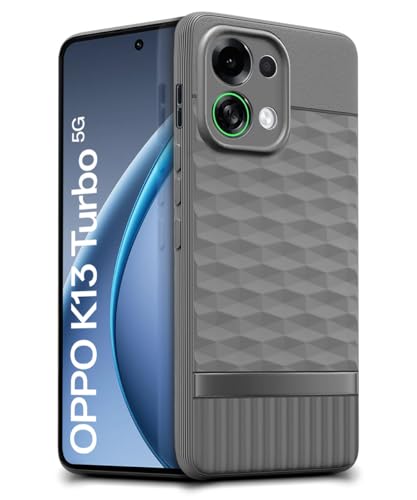 Image of WOW IMAGINE Back Cover for Oppo K13 Turbo 5G | K13 Turbo Pro 5G with Hexa Cube Design | UltraSoft Rubberised Case | Inner Velvet Fabric | Matte Silicone Flexible Mobile Case | Camera Protection - Grey