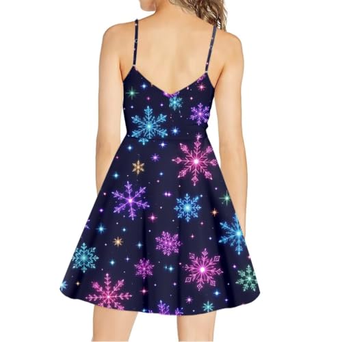 Image of Women's Spaghetti Strap Dress Summer Casual Swing Sundress Girls Beachwear Swing Mini Dress