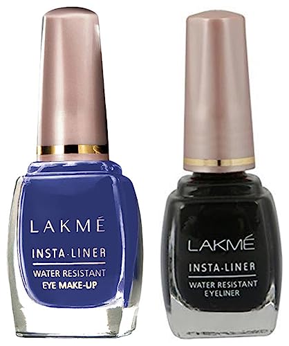 Image of LAKME Insta Liquid Eye Liner, Black 9 ml & Lakme Insta Eye Liner, Blue 9 ml Matte Finish