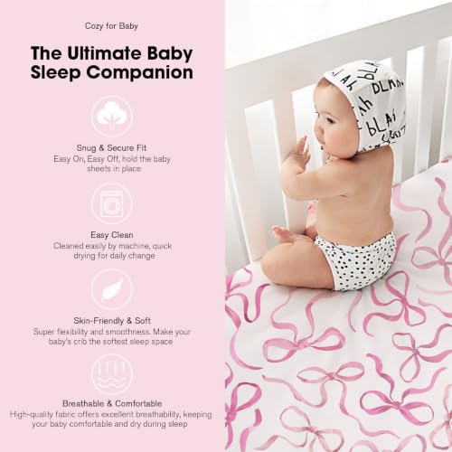 Image of Bimocosy Pack and Play Sheets 4 Pack, 38 inch x 26 inch Mini Crib Sheets for Girls | Breathable & Snug Fit, Soft Sheets for Boys & Girls, Perfect for Pack and Play, Nursery & Daycare