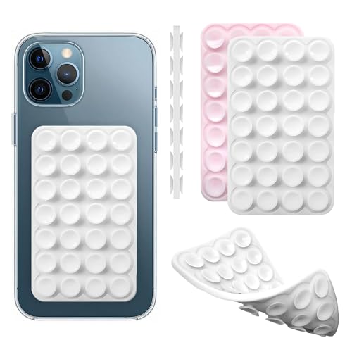 DreamsLink.LC Silicone Double-Sided Suction Phone Mount - White+Baby Pink