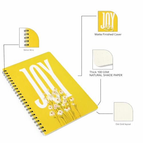Image of PAPBOO A5 Handy, Joy, Easy to Carry Spiral Wiro Notebook : 100 GSM Natural Shade Paper, Dot Grid, 120 Pages, Journal, Diary, Gift