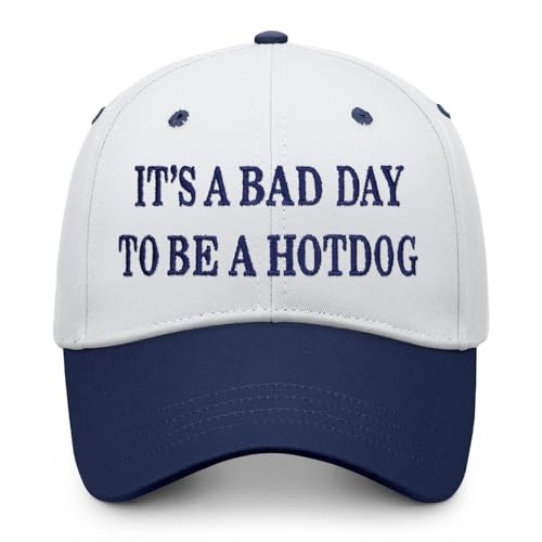 Its a Bad Day to Be a Hotdog Hat Snapback Baseball Embroidered Hat for Men Women Hot Dog Cap Vintage Trucker Hats Navy-Blue