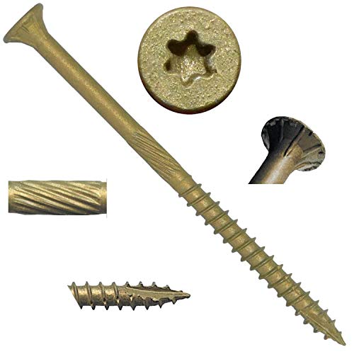 #9 x 3" Bronze Star Exterior Coated Wood Screw Torx/Star Drive Head (5 POUNDS - 395 Approx. Screw Count) - Multipurpose Exterior Coated Torx/Star Drive Wood Screws