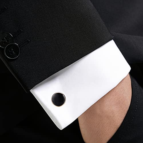 Orazio CB02 Cuff Links Mens Stainless Steel Cuff Links And Studs Set Gold Black Cufflinks For Men Tuxedo Studs Buttons For Formal Kit Business Or Wedding Shirts thumb #6