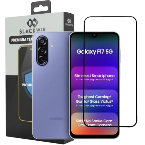 Image of Blackwik Tempered Glass Screen Protector for Samsung Galaxy F17 with Edge-To-Edge Protector Coverage | Easy Installation Kit (Black)