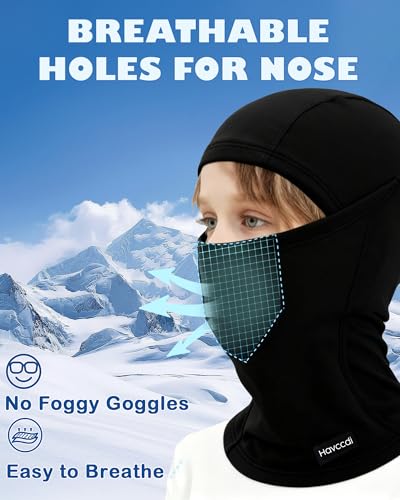 Image of Breathable Kids Balaclava Ski Mask, Winter Warm Face Mask for Boys Girls Fleece Neck Warmer for Cold Weather