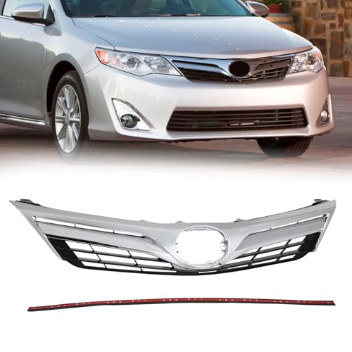 KARPAL Front Upper Bumper Grill Chrome Grille Replacement Compatible with 2012 2013 2014 Toyota Camry L LE XLE 5310106560 TO1200343