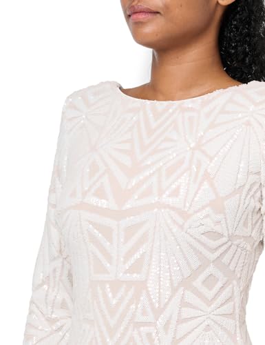 Image of Dress The Population Womens Emery Long Sleeve Stretch Sequin Midi Sheath Ddr147