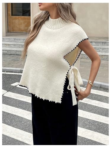 MakeMeChic Women's Mock Neck Sweater Vest Top Sleeveless Tie Side Knit Tops Summer Shirt Tops3
