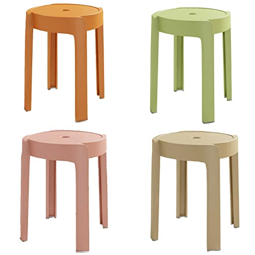Tabouret empilable plastique design rond lot de 4 chaises de table - 2