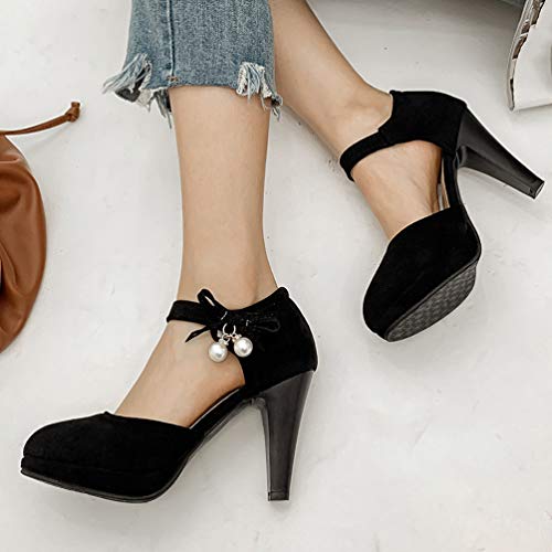 Caradise Womens Ankle Strap High Heel Platform Stiletto Pumps with Bow4