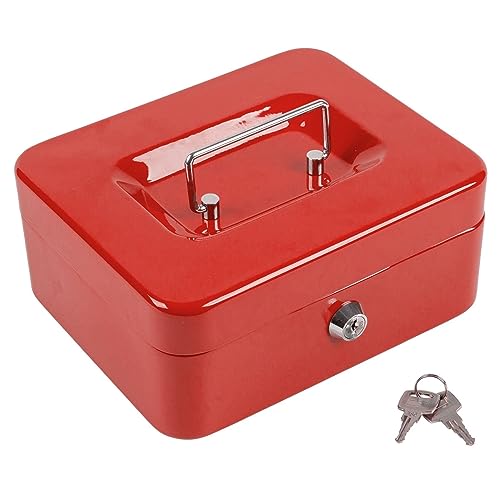 Ashley - Metal Cash Box - 20.5cm - Red