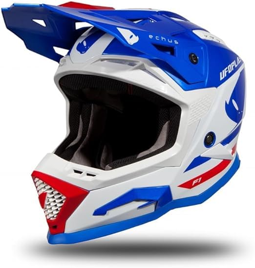 Casque ECHUS UFO PLAST bleu blanc rouge XL casque moto cross enduro