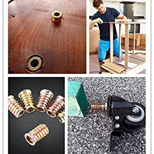 20 Dadi Inserti In Acciaio Zincato - Filettatura M8, 13mm, Per Mobili Legno, Resistenti Alla Ruggine