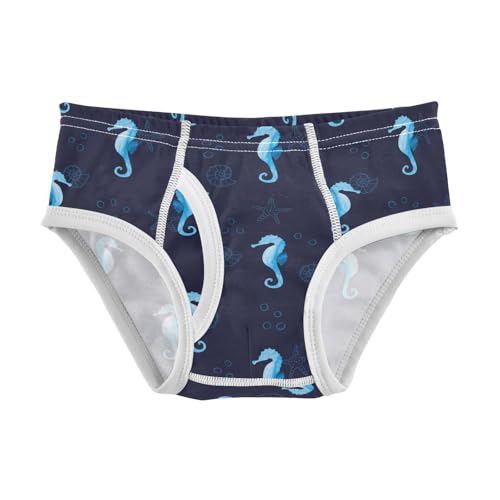 Boys' Underwear Cotton Little Boys Blue Seahorse Starfish Ocean Briefs Soft Toddler Underwear 2T-8Y