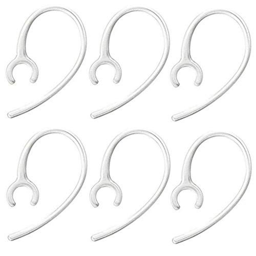 D & K Exclusives 6 Pack Replacement Ear Hooks for Bluetooth Headset Earhook Clips Hook Loop - 8MM Clamp, Clear