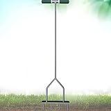 Gray Bunny Lawn Aerator Tool - Aerator Lawn Tool, Lawn Dethatcher Core Aerator with 4 Spikes for Lawns, Great Yard Tools for Garden & Complicated Lawn Soil - Gray, 37 Inches