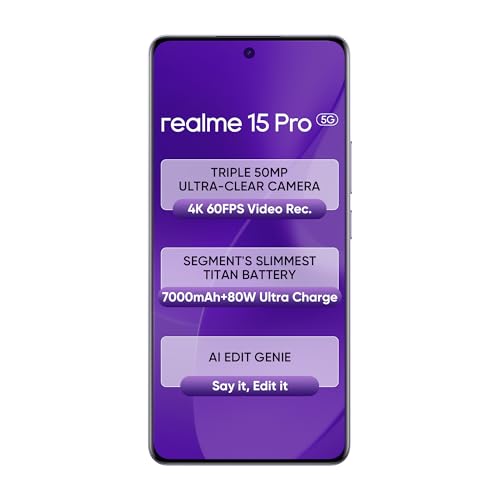 Image of realme 15 Pro 5G (Velvet Green, 12GB RAM, 256GB Storage) | 6.8 inch FHD+ AMOLED 120Hz | 50MP Triple AI Camera | 50MP Selfie | Snapdragon 7 Gen 4 | 7000mAh | 80W Fast Charging | Android 15 | Dual SIM