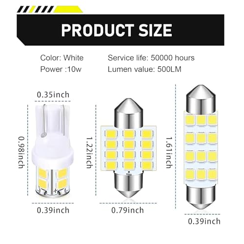 20 Bulbos LED para Auto 12V 6000K Alta Brillo T10 31 mm 42 mm miniatura 2