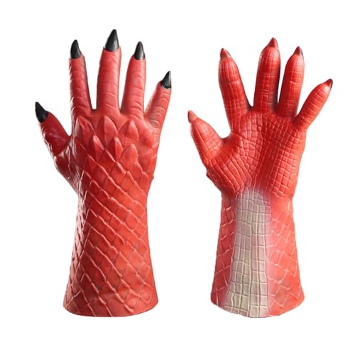 PURFUN Horrific Demon Hand Gloves Men Women Scary Monster Zombie Devil Long Gloves Drama Prank Cosplay Halloween Claw Paw Gloves Costume Accessory Props Spooky House Party Supplies Decorations