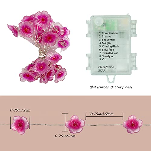 Decorman Cherry Blossom String Light, 13Ft 40 Led Fairy Lights Pink Cherry Flower Battery Operated With Timer 8 Modes Lighting Indoor Decorative String Lights For Bedroom Wedding Party Decor thumb #2