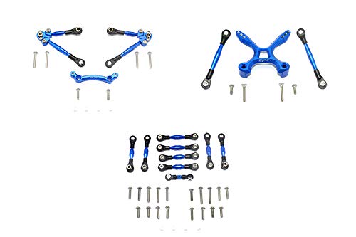 Aluminum Front & Rear Tie Rods With Stabilizer For C Hub + Whole Car Tie Rods For 1/10 Traxxas Ford GT 4-Tec 2.0 83056-4/4-Tec 3.0 93054-4 - 51Pc Set Blue