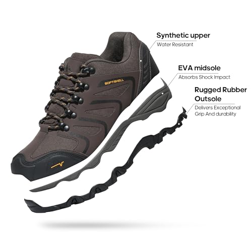 NORTIV 8 Men's Low Top Waterproof Hiking Shoes Trekking Trails Outdoor Work Shoes,Size 11,Brown/Black/Tan,160448_Low