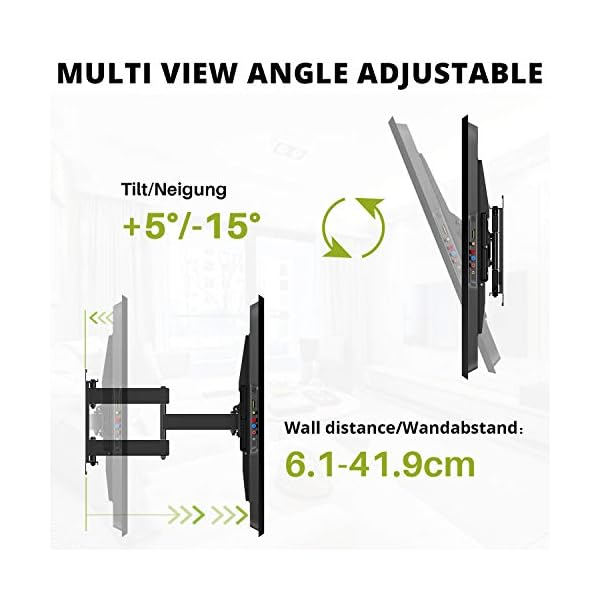 USX-MOUNT TV Wall Mount Swivelling Tilting for 47-84 Inch LED, LCD, Plasma TV with Max. VESA 600 x 400 mm, TV Mount with Extendable Ultra Strong Double Arm up to 60 kg, TV Bracket - Image 6