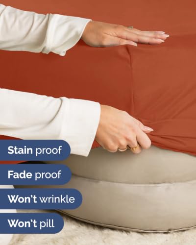 Image of Extra Deep Flex Top Split Head King Fitted Sheet - Hotel Luxury Single Fitted Sheet Only - Easily Fits 18 inch to 24 inch Mattress - Ultra Soft, Wrinkle Free w /Extra Deep Pockets - Terracotta