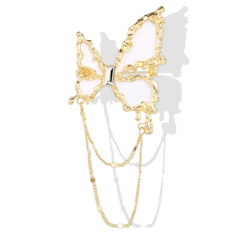 Fashion Butterfly Long Chain Tassel Brooch Pin Animal Insect Butterfly Suit Lapel Pin Jewelry for Women Men Gifts Dress Suit Jacket Brooch Pin