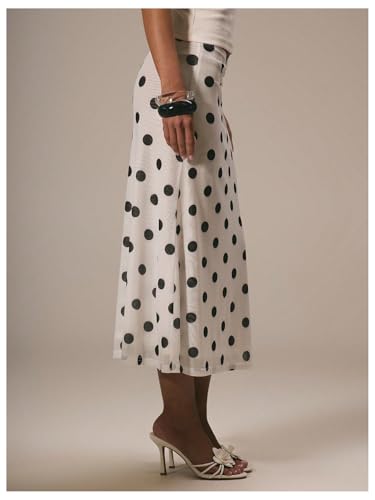 SOLY HUX Women's Polka Dots Midi Skirt Low Rise Summer Casual Going Out Skirts3