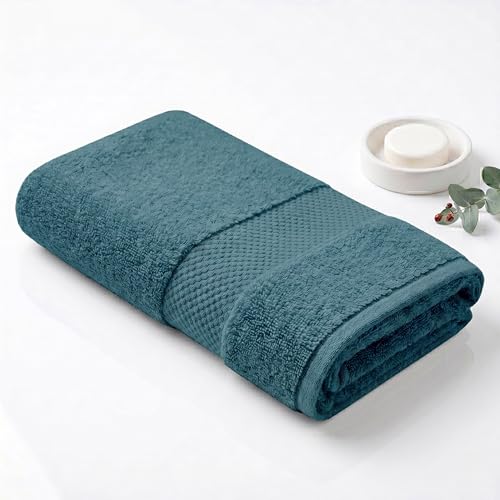 Image of Fash Home 600 GSM Combed Cotton Bath Towel 75x150 cm - Ultra Soft, Quick Dry, Highly Absorbent, Luxury Bathroom Towel, 1 Piece (Dark Teal)