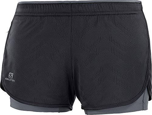 Salomon Agile 2in1 Short Pantalón Corto, Mujer, Black/Ebony, XS