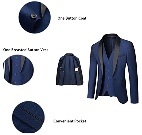3 PCS Men's Suit Jackets One Button Mens Slim Fit Suit Men Suits for Business Wedding Party (Blazer+Vest+Pants)4