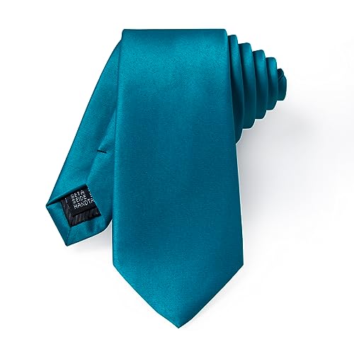 Image of YourTies Skinny Ties for Men Satin 2.4 inch Slim Necktie with Pocket Square Tie Clip Set Solid Color Wedding Party Business