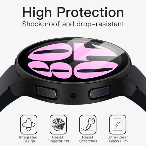 Image of JETech Cover Case with Screen Protector for Samsung Galaxy Watch 6 40mm, Overall Protective Cover, Built-in Tempered Glass Film High Sensitivity, 2 Pack (Black)