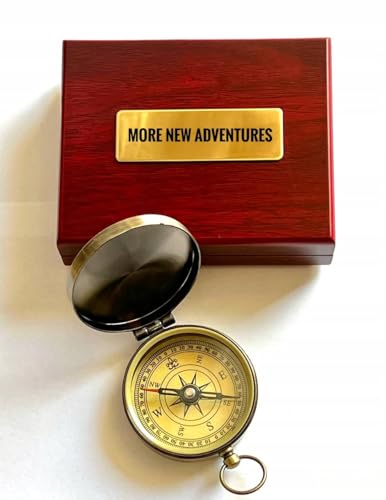 Brújula de latón personalizada con caja de regalo de madera miniatura 4