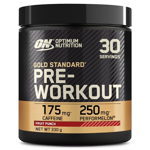 Optimum Nutrition Gold Standard Pre-Workout en Poudre, Boisson Énergétique Goût Fruit Punch, 330g, 30 Doses