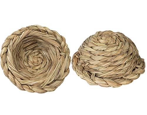 Woven Bird Nest Cage | Natural Grass Hideaway Bird Hut, Warm and Safe for All Kinds of Birds (Bowl Shape (2 Pack))
