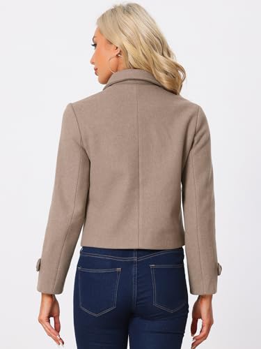 Allegra K Women's Turn Down Collar Long Sleeve Single Breasted Outwear Winter Pea Coat4