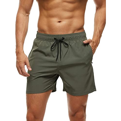 Aisprts Maillot de Bain Homme Short de Bain avec Poches Zippées Short de Plage Extensible à Séchage Rapide pour Homme avec Cordon de Serrage et Doublure...