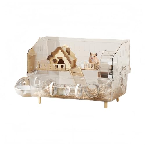 【Hymist】ラグジュアリースペース透明ペットケージ ガラスハーモニー仕様 モルモット・ハリネズミ・カメレオン・ヒゲトカゲ等 小?対応 鳥用も適用 ハムスター ケージ (【人気商品タイプ】?透明)