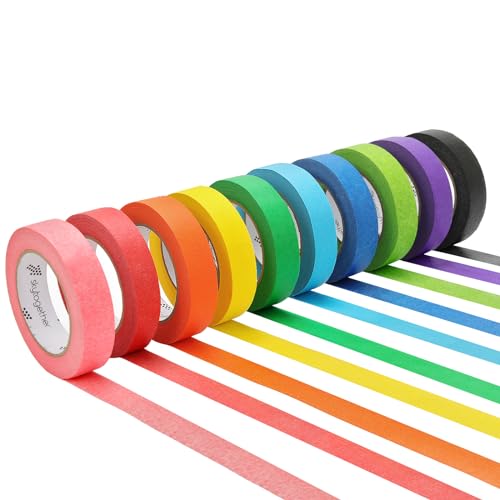 skytogether Colored Masking Tape, 1 Inch Wide x 45 Yards, 10 Rolls