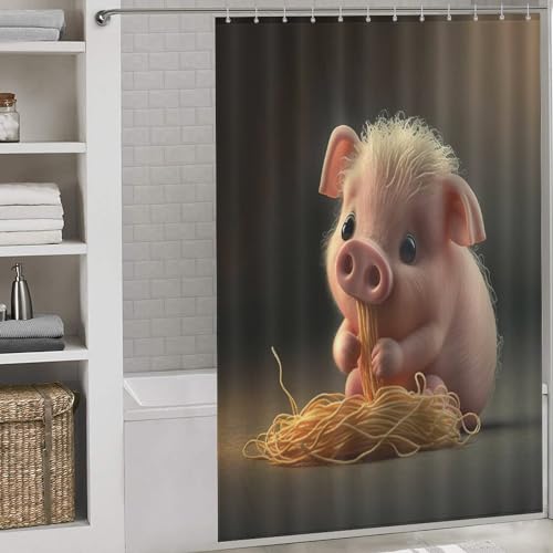 Rideau de douche cochon mignon imperméable contre les moisissures - 2