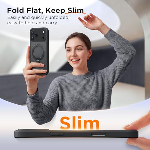 GolbinBox 360° Spin Magnetic Stand for iPhone 17 Pro Case, [Compatible with MagSafe] [Full Camera Protection] [16FT Military Drop Protection], Slim Translucent Matte Phone Case, Black by GolbinBox - Used condition - Image 7