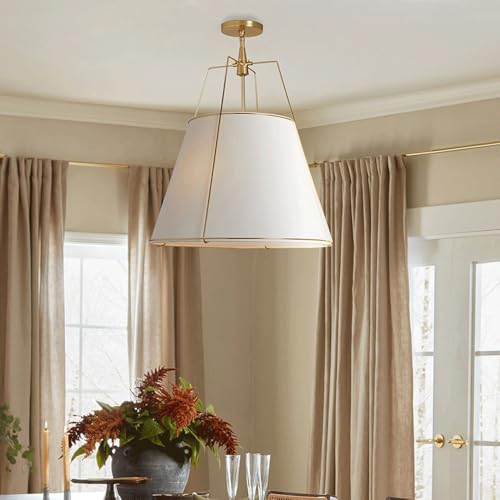 Baicxt B-156 White Fabric Pendant Light Handmade Simple Hanging Lamp E26 Base Diameter 15.7In Chandeliers Living Room Bedroom Study Hallway Elevator Hall Loft B&B Dining Room Lighting Fixture thumb #1